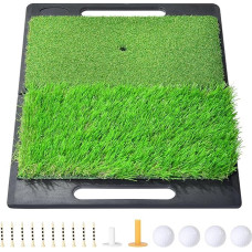 Golf tee mat 51 x 40 cm, golf practice mat with 4 golf balls and accessories for home, indoor, outdoor, adults