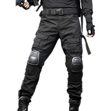 Taktische Kampfhose mit Kniebatten, Ripstop Multi-Tasche Paintball Hose für Outdoor Wandern Jagd, Langlebige Ladung Arbeitshose