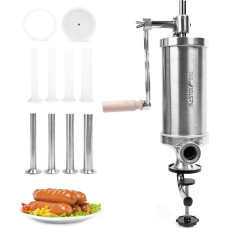2.5 lbs Sausage Filling Machine, Vertical Stainless Steel Filling Machine with 8 Filling Funnels and 1 Silicone Piston