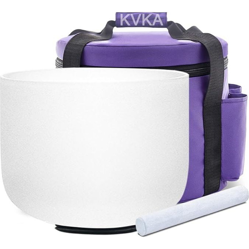 KVKA Crystal Singing Bowls, 432HZ Frosted Quartz White 12 colių C Note Sound Bowl for Therapy Meditation Healing with Travel Carry Case Bag