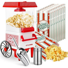 Popkornų aparatas, karšto oro popkornų aparato rinkinys, dovanų dėžutė, nešiojamasis popkornų aparatas, 10 puodelių, be aliejaus, retro stiliaus, kompaktiškas
