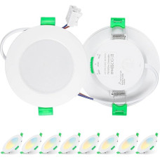 74-90 mm montavimo matmenys LED įleidžiami prožektoriai, 8 vnt., 7 W IP44 lubų prožektoriai, LED šviesos diodų apšvietimas, 220 V-240 V IP44 lubų šviesos diodai, skirti vonios kambariui ir virtuvei, 2700 K/4000 K/6500 K LED įleidžiami šviestuvai, balti, 8