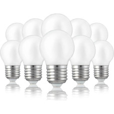 hellum 209212 LED lemputės E27 šiltai baltos spalvos su 4,5 W mini gaubliu, pakeičiančios 40 W kaitrines lemputes, 470 liumenų 2700 kelvinų, lempa LED apšvietimui, matinė, 10 vnt. pakuotė