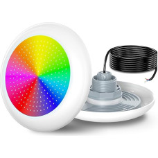 LED baseino apšvietimas su 2 colių išoriniu sriegiu, 25 W derva užpildytas RGB įvairiaspalvis baseino prožektorius, 1000 lm, skersmuo 242 mm, 12 V kintamosios srovės povandeninis prožektorius, skirtas antžeminiams baseinams, plieninių sienų baseinams