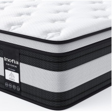 Inofia Mattress H3/H4 140 x 200 28 cm 7-Zone Spring Mattress, KühlNest Pocket Spring Mattress, Oeko-Tex Certified Barrel Pocket Spring Mattress, 100 Nights Trial Sleep