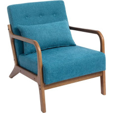 HollyHOME Armchair Living Room Chair Bedroom Chair Accent Chair, Comfy Chair Reading Chair Upholstered Lounge chair with Wood Frame, Teal