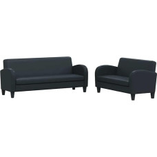 2-TLG. Sofa-Set Schwarz Kunstleder Modernes Design 139/183 cm Breit Ecksofa für Wohnzimmer Büro Flur