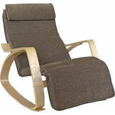 WeHome Swing Amor Rocking Chair with Wooden Armrests, Rocking Chair, Rocking Chair with Adjustable Footrest, Living Room Chair, Bedroom Chair (Fabric, Brown)