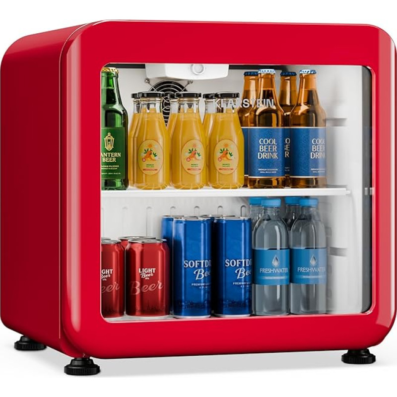 Klarstein Audrey Evo Getränkekekühlschrank 45 L - Getränkekühler mit Glastür, LED-Beleuchtung, einstellbare Temperatur 0-10 °C, leiser Betrieb