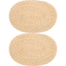 2er-Set Tischsets aus gewebtem - ovale Tischsets für die Tischdekoration im Landhausstil, 38 x 25 cm
