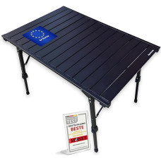 horntools Camping Table - lengvas sulankstomas stalas, nešiojamas, skirtas naudoti lauke ir stovyklavietėje, riedantis, labai kompaktiškas, lengvas, reguliuojamo aukščio, pridedamas krepšys