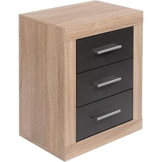 LIQUIDATOR Lara Lara Naktinis staliukas 3 stalčiai Cambrian Graphite Black Miegamojo naktinis staliukas Išmatavimai: 60 cm (aukštis) x 50 cm (plotis) x 34,6 cm (gylis)