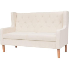 2-TLG. Sofos komplektas Stoff Cremeweiß mit Sessel und 2-Sitzer-Sofa, bequemes Sofa-Set mit Polyesterbezug und Schaumstoffpolsterung, Massivholzrahmen für Stabilität, einfache Montage,