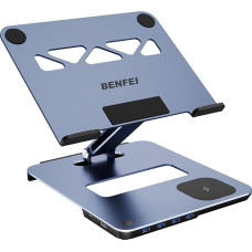 BENFEI aliumininis nešiojamojo kompiuterio stovas su USB C 6-in-1 doko stotimi, 15 W 
