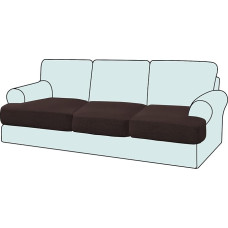 Pakuotė iš 2 tempimo T formos pagalvėlių sofos užvalkalų, skirtų 2 pagalvėlėms, sofos, sėdynės pagalvėlių dangteliams (3, rudos spalvos)