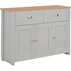 vidaXL Komoda su 2 stalčiais ir 3 durelėmis Šoninė spintelė Daugiafunkcinė spintelė Prieškambario spintelė Pilka 112 x 35 x 81 cm