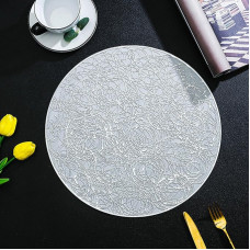Tischset PVC, 8er Set Unregelmäßige Linienstruktur Platzsets, Küchen-Tischsets für Esstisch, Silber, 38cm