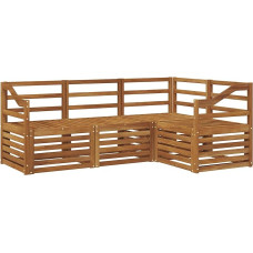 Gartenmöbel Set aus massivem Akazienholz, Modulare Sitzgruppe für Garten und Terrasse, Lounge Sofa Set Natur, Witterungsbeständige Gartenbank, 185,5 x 126,5 x 73 cm