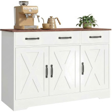 HOMCOM Sideboard für Küche, Aufbewahrungsschrank mit 3 Scheunentüren, 2 Schubladen und verstellbaren Regalen, TV-Möbel für Fernseher bis 50 Zoll, für Wohnzimmer und Schlafzimmer, 108 x 40 x 81 cm