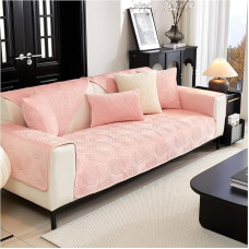 Velvet Sofa Cover L Shape Sofa Cover Sofa Blankets for Seat Sofa Protector Non-Slip Washable 1 2 3 4 Seater Sofa Blanket Non-Slip Couch Cover Sofa Cover (Pink, 70 x 180 cm)