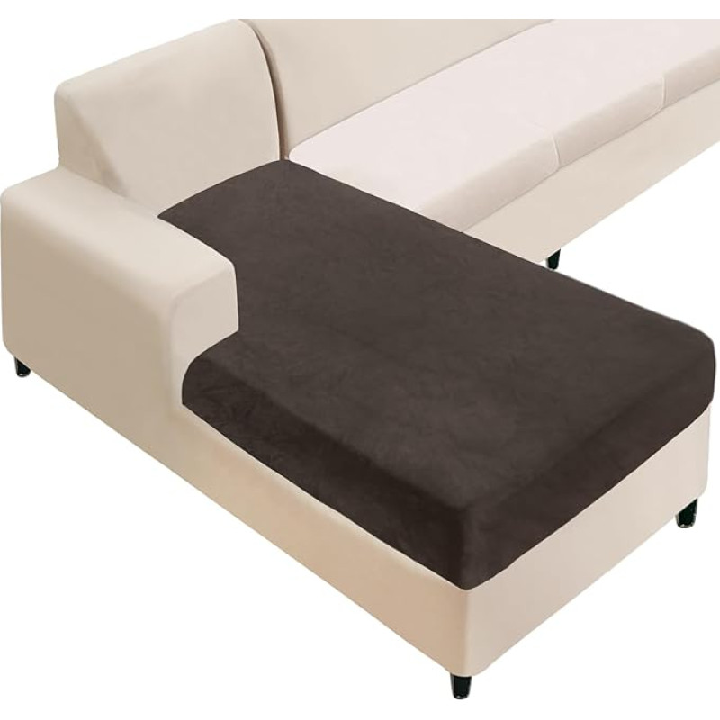 NAISI Sekcinės sofos dangtelis Velveto atskiras šezlongas dangtelis Minkštas įtempiamas sofos dangtelis kairiajam/dešiniajam šezlongui (Chaise Longue, rudas)