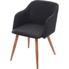 Mendler HWC-D71 Dining Room Chair Kitchen Chair Retro Design Fabric / Textile Armrests Anthracite Grey