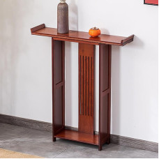 Schmaler Konsolentisch, Rattan-Eingangstisch, Zweistufiger Kleiner Sofatisch mit Offenen Regalen für Wohnzimmer, Eingangsbereich, Flur, Foyer, Korridor, Büro(90 * 120 * 20cm/35 * 47 * 8in)