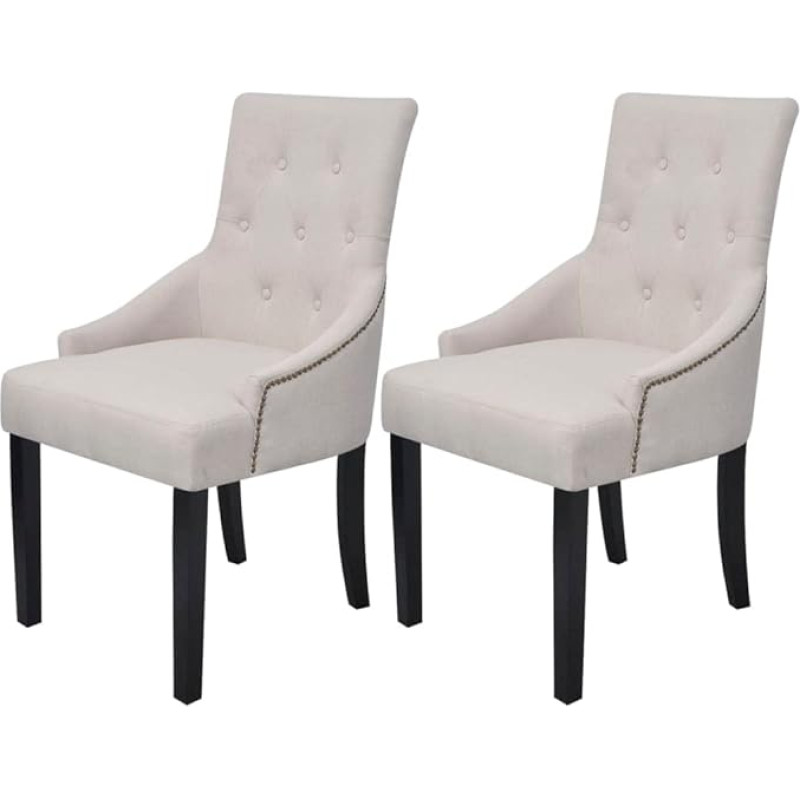 VidaXL 2 šezlongai salės kambariui Polyester Crème