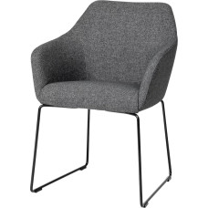 IKEA TOSSBERG valgomojo kėdė, minkšta, su porankiais, biurui ir valgomajam, šalto putplasčio paminkštinimas, 100 % perdirbtas poliesteris, metalinė juoda / šauniai tamsiai pilka, 63 x 57 x 48 cm, 11,6 kg