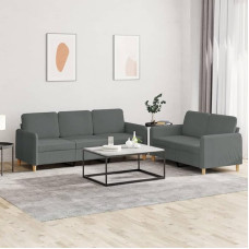 LAPOOH 3202119 2 dalių sofos komplektas su pagalvėlėmis Tamsiai pilkas audinys, poilsio sofa, sofos ir kušetės, poilsio sofa, sofa svetainei, sofa su miego funkcija
