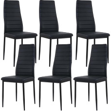 buybyroom 6 juodų valgomojo kėdžių rinkinys, modernios virtuvės kėdės su metalinėmis kojomis, minkštos kėdės, lengvai surenkamos, tinka valgomajam, svetainei, virtuvei