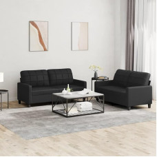 ZEYUAN 3201358 2 dalių sofos komplektas su pagalvėle Juoda dirbtinės odos sofa lova sofa lova sofa lova sofa su miego funkcija sofa lova relaksacinė sofa sofos ir sofos