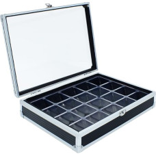 SAFE Nr. 130 Kolekcionuojamų mineralų ir kolekcionuojamų daiktų vitrina su skaidriu dangčiu 12 skyrių 45 x 55 mm 295 x 200 x 70 mm