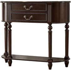 Konsolentisch Schmal, Schmales Sideboard Eschenholz, 13 cm Bodenfreiheit, Ausgestattet mit 2 Schubladen, Wasserfest(Brown,80x90x30CM/31x35x12IN)