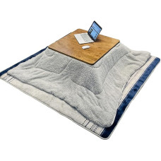Žiemos Kotatsu Tatami Kotatsu staliukų rinkinys iš keturių medžio masyvo staliukų su šildymu po stalu, tinkamas žemam keturių sezonų kavos staliukui (spalva: ruda, dydis: 75 * 75 * 40 cm) (Whale