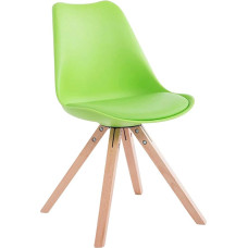 CLP Retro Toulouse Square Chair with Faux Leather Cover | Plastikinė kėdė su mediniu rėmu Žalia rėmo spalva Natūrali rėmo spalva