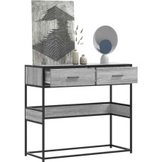 Konsolentisch Grau Sonoma 90x35x80 cm Holzwerkstoff mit Metallgestell, schmaler Flur Kommode, Wohnzimmer Möbel mit Stauraum und Stabiler Tischplatte