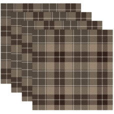 Stoff-Tischsets, waschbare Tischsets für Esstisch, 4er-Set,Vintage Brown Gitter Plaid Gitter