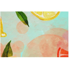Stoff-Tischsets, waschbare Tischsets für Esstisch, 6er-Set,Aquarell Frucht Erdbeer Orangen Zitrone
