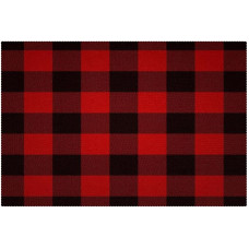 Stoff-Tischsets, waschbare Tischsets für Esstisch, 6er-Set,Rot Schwarz Gitter Plaid Gitter Check Retro