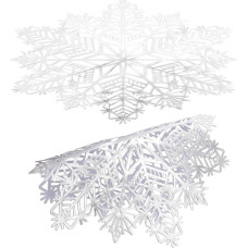 Supvox 2 Stück Weihnachts Platzsets Schneeflockenform Weiß 38cm Tischschutzmatten mit Besteckfach Dekoratives Weichnachts Tischset für Küche Esszimmer