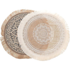2 Stück Runde Tischsets aus Jute Waschbare Platzsets mit Fransen Hitzebeständig und rutschfest für Büro und Geburtstagsfeiern im Boho Stil