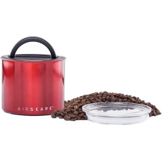 Airscape Stainless Steel Coffee Canister - Food Storage Container - Patented Airtight Lid - Preserves Food Freshness from Excess Air (Small, Apple Red)