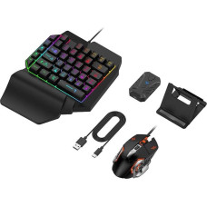 Pusės rankos žaidimų klaviatūra ir pelė Combo 4 in 1 žaidimų mechaninė klaviatūra pelės konverteris, laidinė 39 klavišų klaviatūra su LED apšvietimu 
