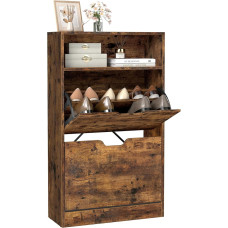 VASAGLE Shoe Cabinet with 2 Flaps, Shoe Rack with Additional Compartment, Shoe Storage