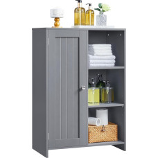 Yaheetech Bathroom Cabinet, Freestanding Bathroom Cabinet with 1 Door and 3 Open Shelves, Chest of Drawers with 1 Adjustable Shelf, Storage Cabinet for Bathroom, Living Room, Hallway, Kitchen (Dark