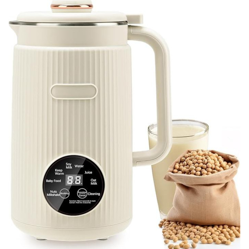 Nussmilchmaschine, 1200ml Automatische Sojamilch Maschine, 8-in-1 Hafermilch Maschine für selbstgemachte Pflanzenmilch, Hafer, Soja, milchfreie Getränke, mit Timer und Warmhaltefunktion