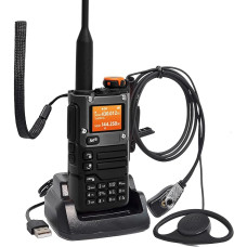 HYS Quansheng UV-K5(8) VHF UHF 5W Walkie Talkie ilgo nuotolio įkraunama dvipusio ryšio radijo stotis (su sraigtiniu laikikliu), 200 kanalų VOX funkcija, įmontuota LED lemputė (K5(8))
