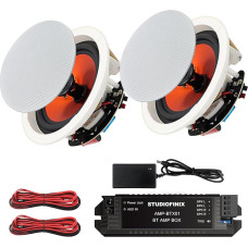 STUDIOFINIX 4-Zoll Bluetooth Deckenlautsprecher Komplettsystem mit 2-Kanal Verstärker, 240W Maximalleistung Paar, Klarer Klang für Wohnzimmer, Büro, Küche, Keller und überdachte Terrasse