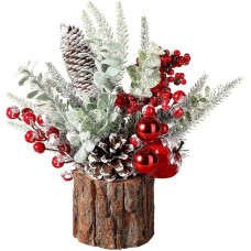 Hatisan Small Christmas Tree, Artificial Christmas Tree with Christmas Decorations, Pine Cones, Berry, Table Christmas Tree for Christmas Decorations, Home, Room, Party, Winter, Indoor and